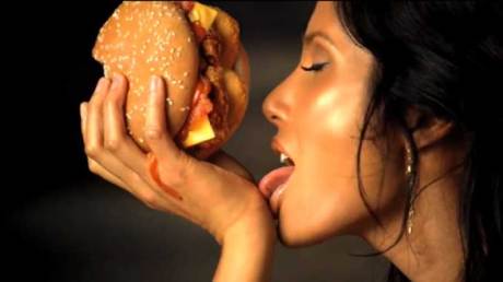 Padma obviously hasn't had much practice eating cheeseburgers.  Said another way, "Eating Cheeseburgers: Ur Doin It Rong."